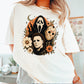 Floral Halloween Characters Comfort Color Graphic Tee