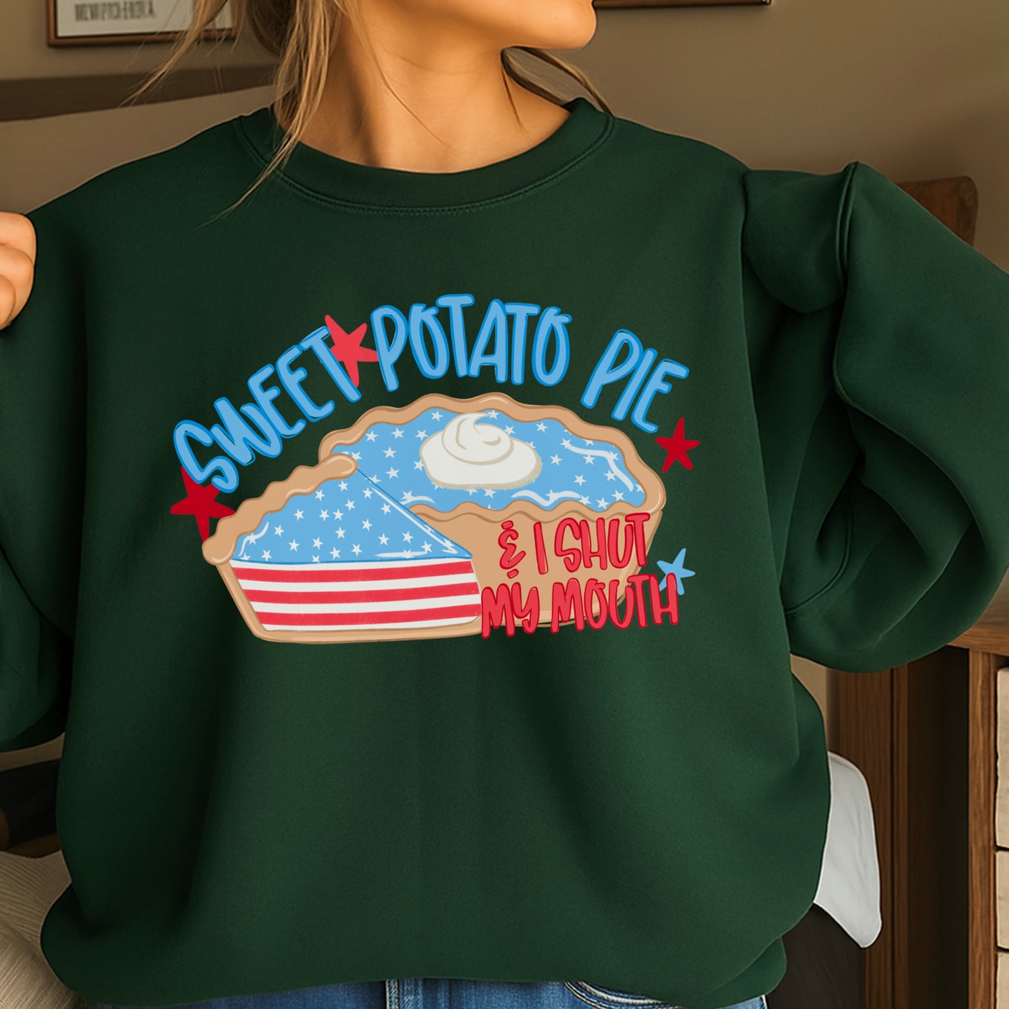 Sweet Potato Pie Patriotic Crewneck Sweatshirt