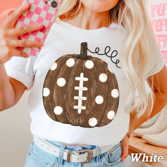 Pumpkin Football Fall Comfort Color Graphic Tee