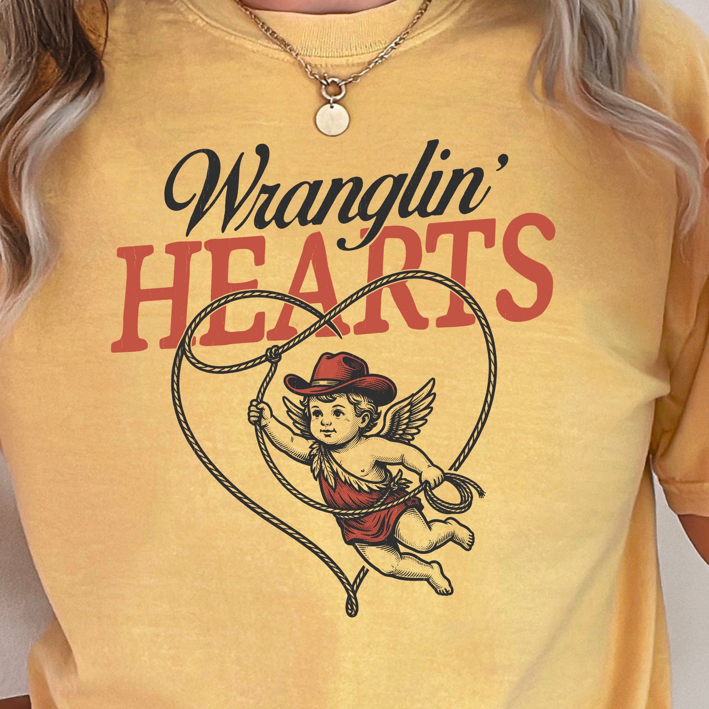 Wranglin Hearts Valentine’s Day Comfort Color Graphic Tee