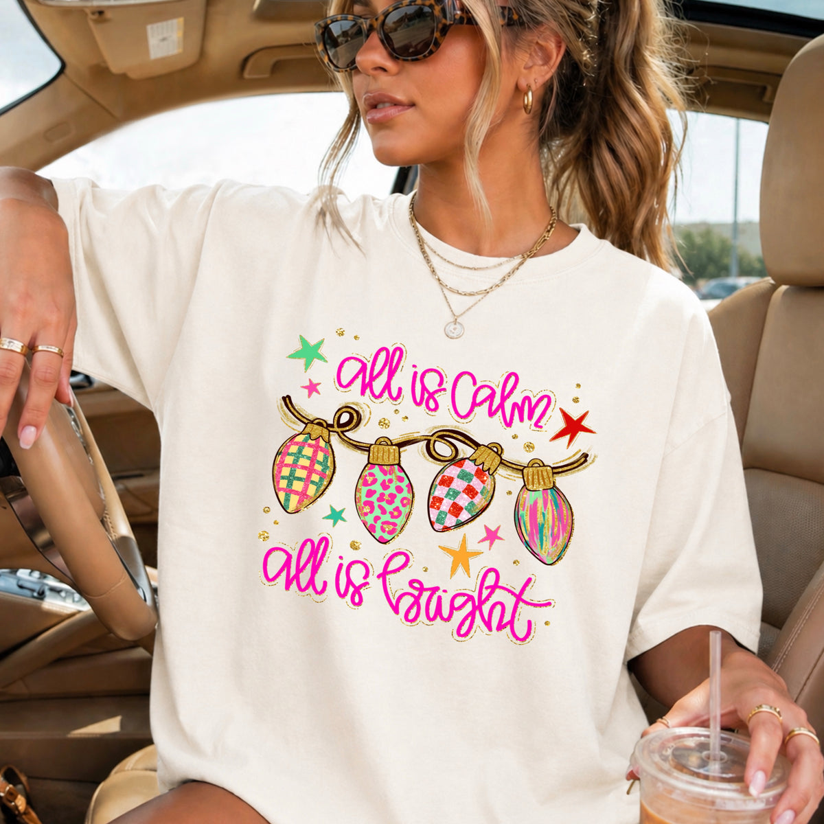All Is Calm Christmas Comfort Color Graphic Tee