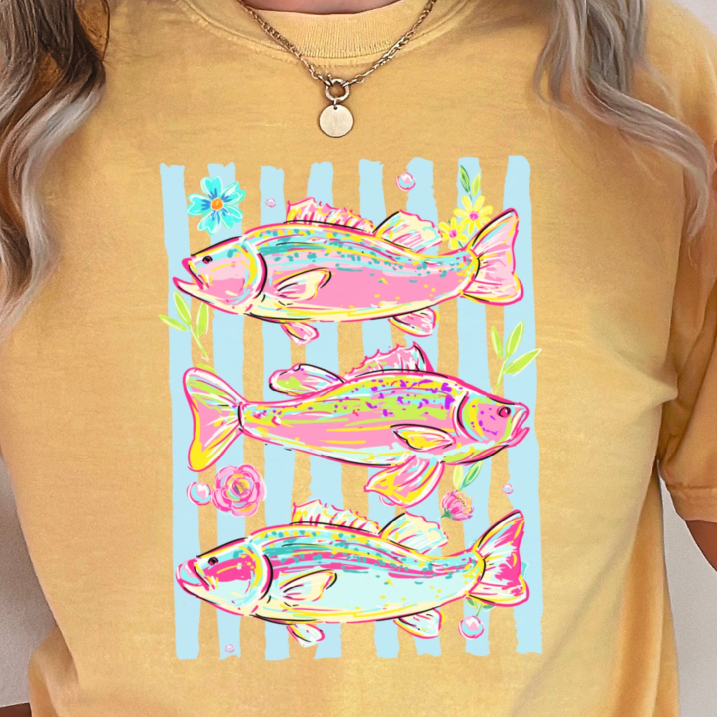 Fish Trio Comfort Color Graphic Tee