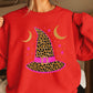 Leopard Witches Hat Halloween Crewneck Sweatshirt