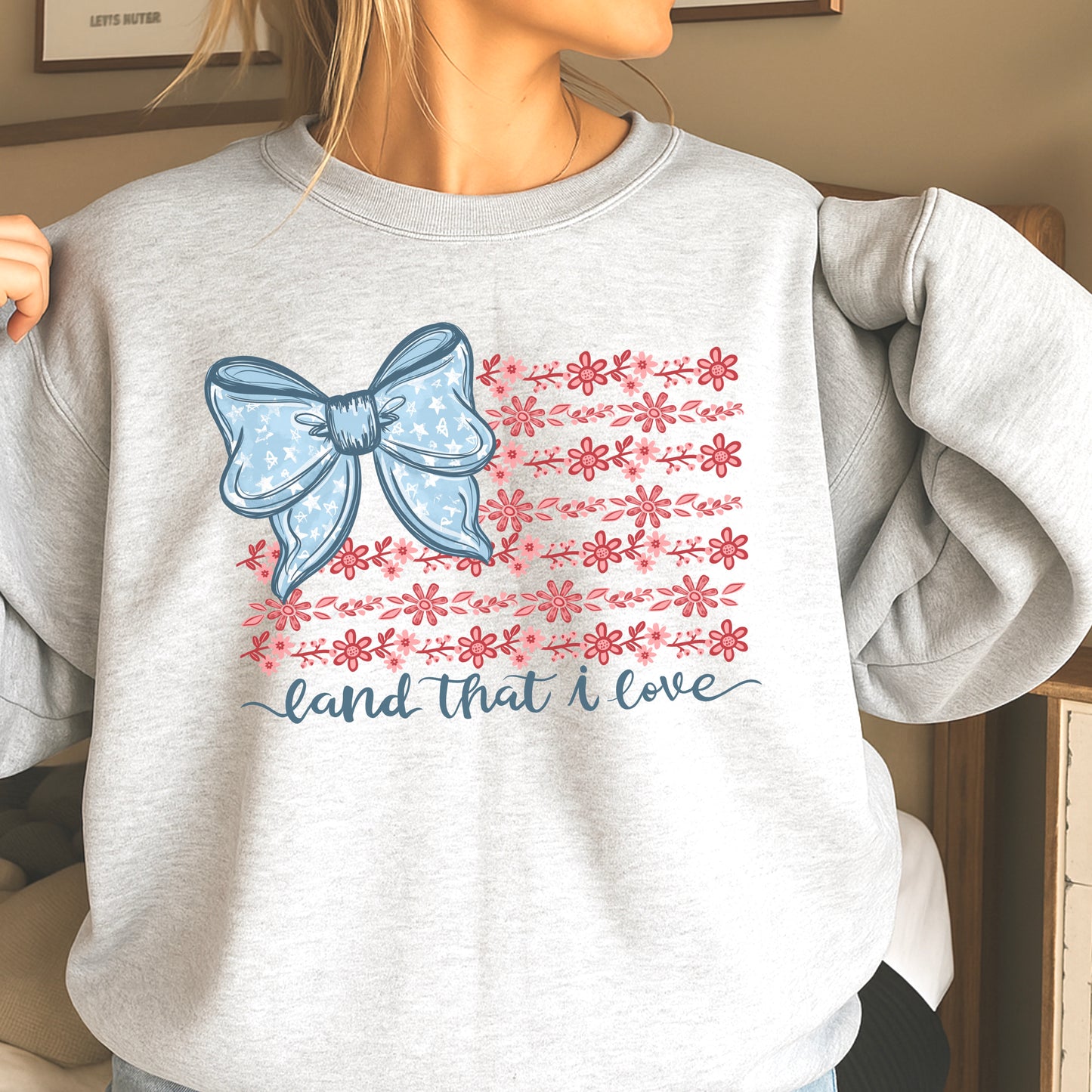 Land Of The Free Patriotic Crewneck Sweatshirt