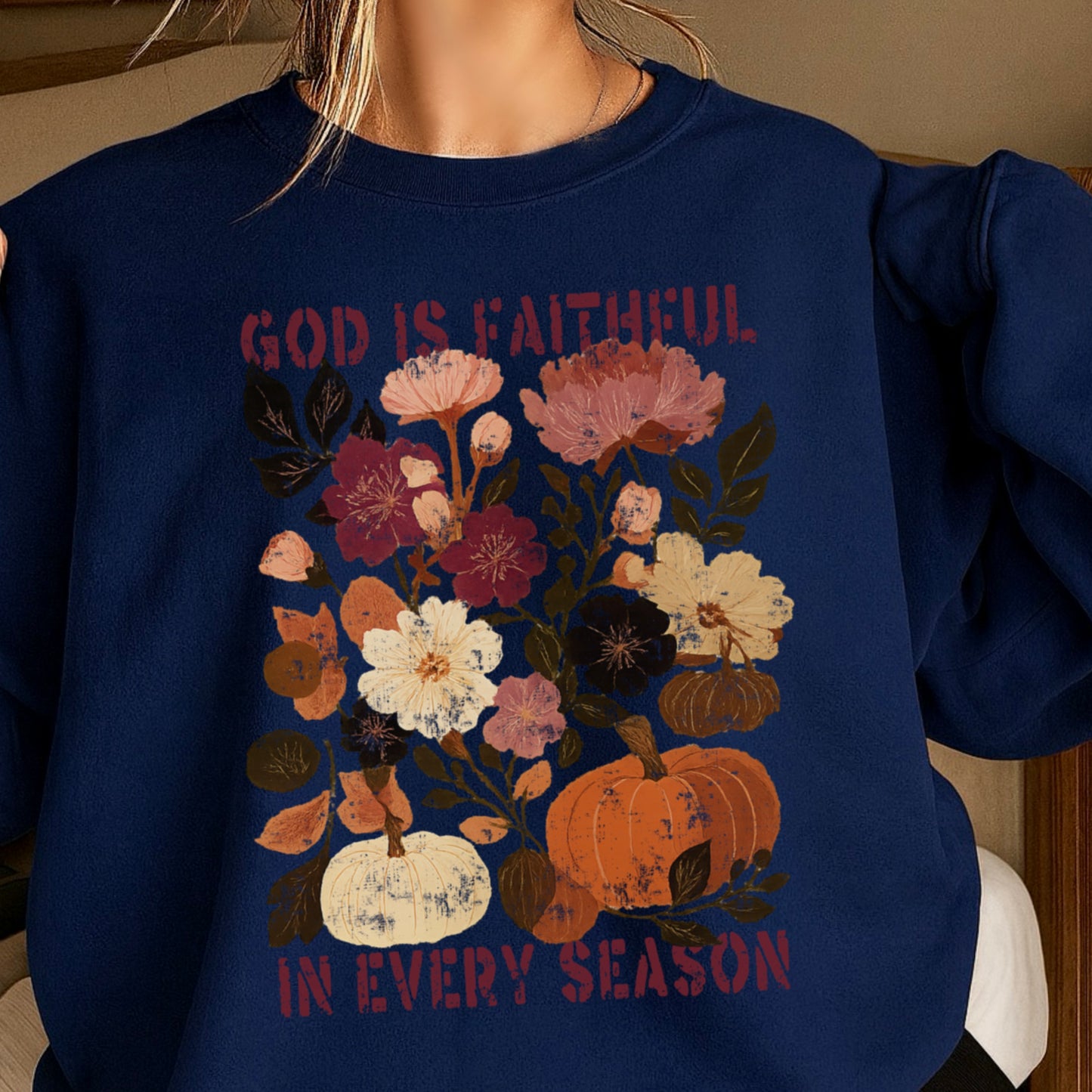 God Is Faithful In Every Season Plum Crewneck Sweatshirt