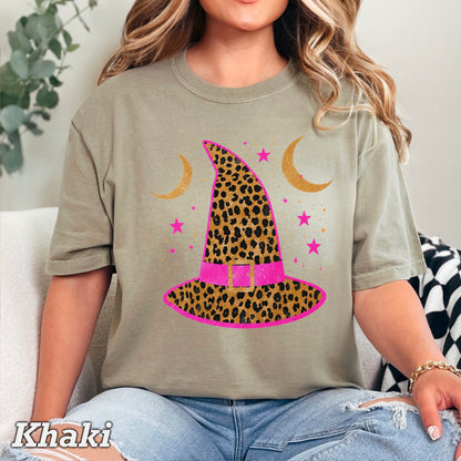 Leopard Witches Hat Halloween Comfort Color Graphic Tee