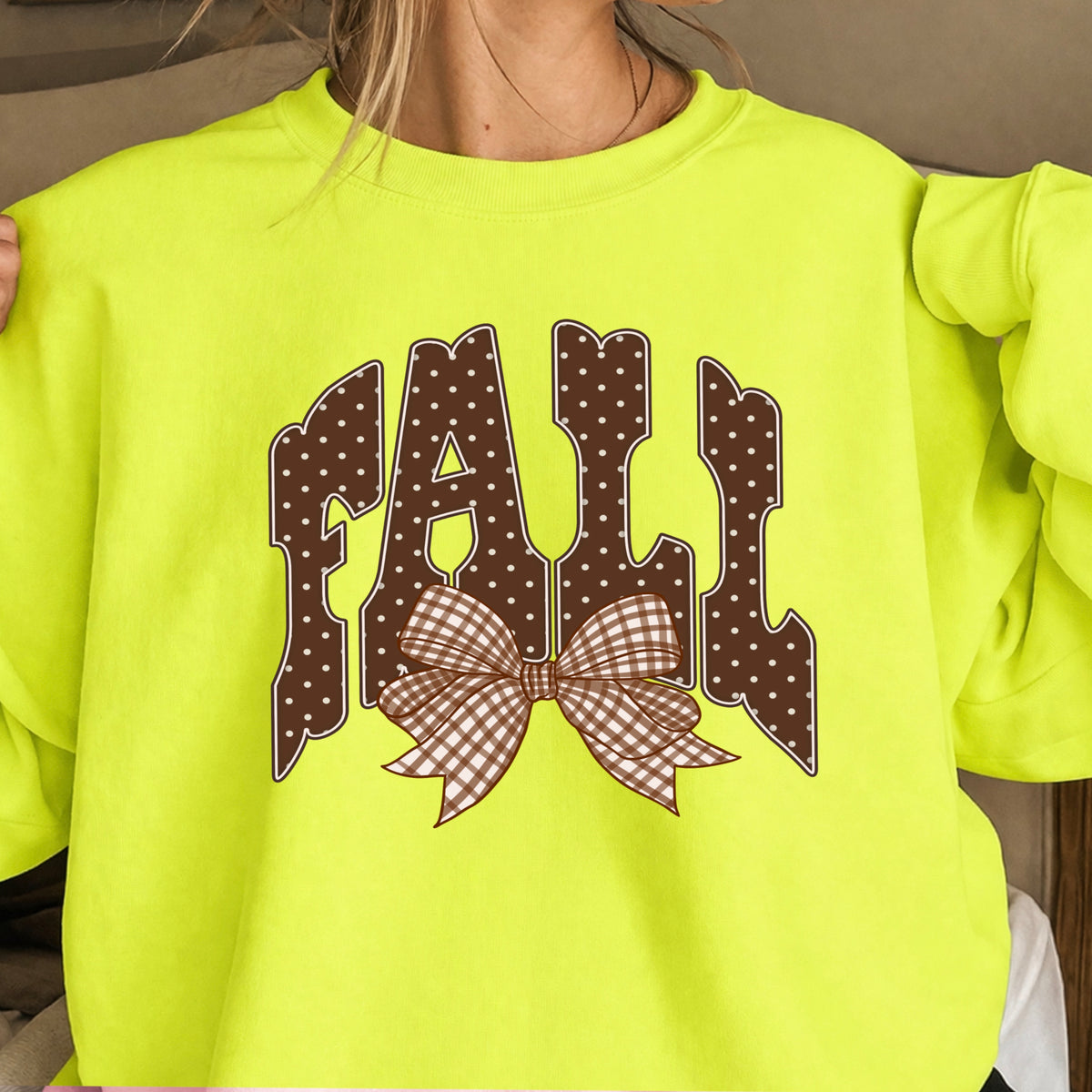 Fall Gingham Crewneck Sweatshirt