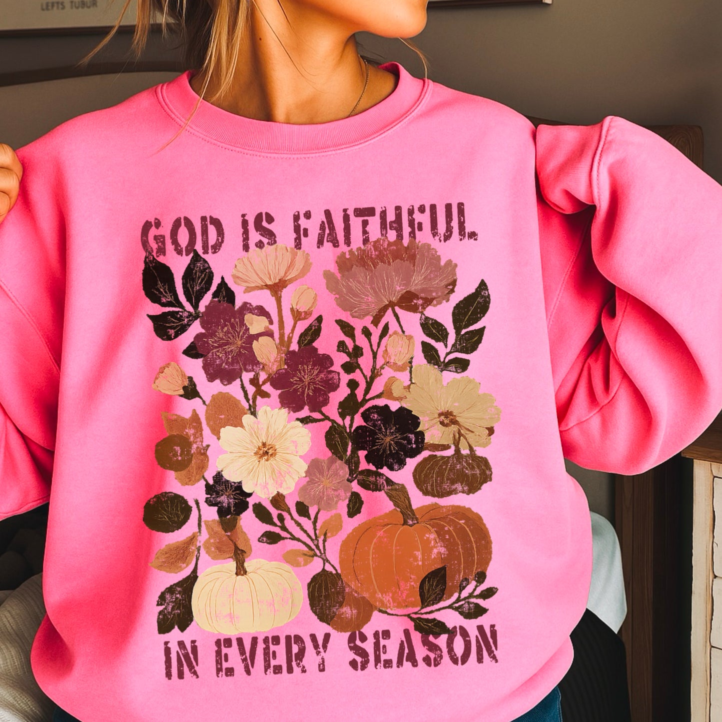 God Is Faithful In Every Season Plum Crewneck Sweatshirt