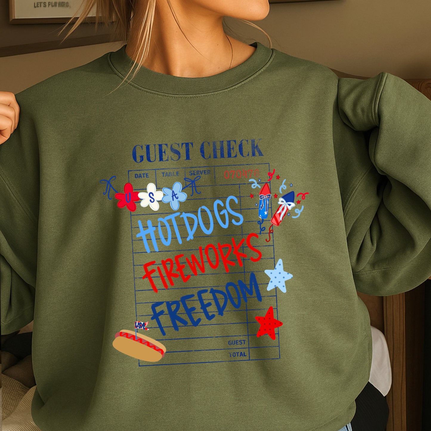 Guest Check July 4th Crewneck Sweatshirt