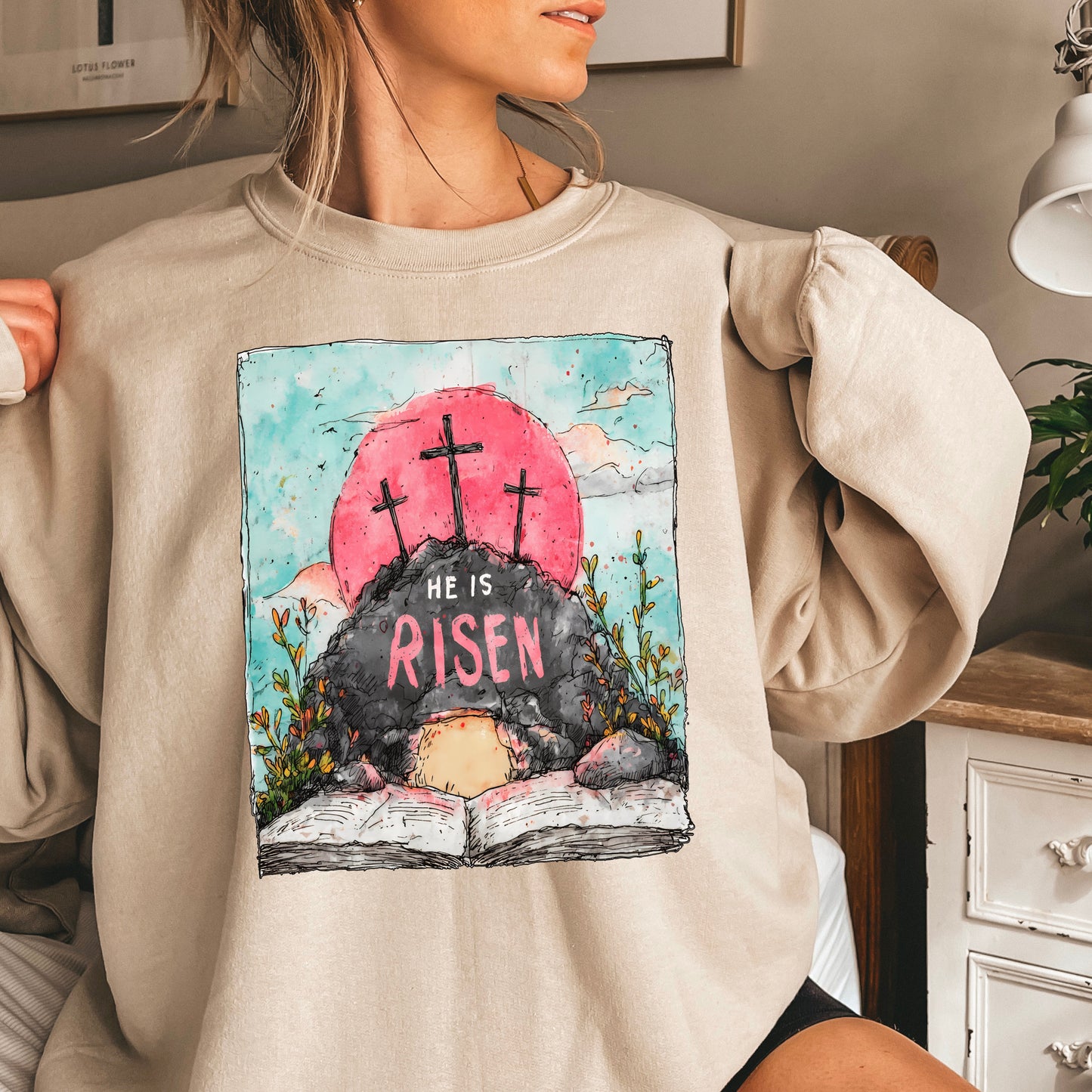 He Is Risen Easter Crewneck Sweatshirt