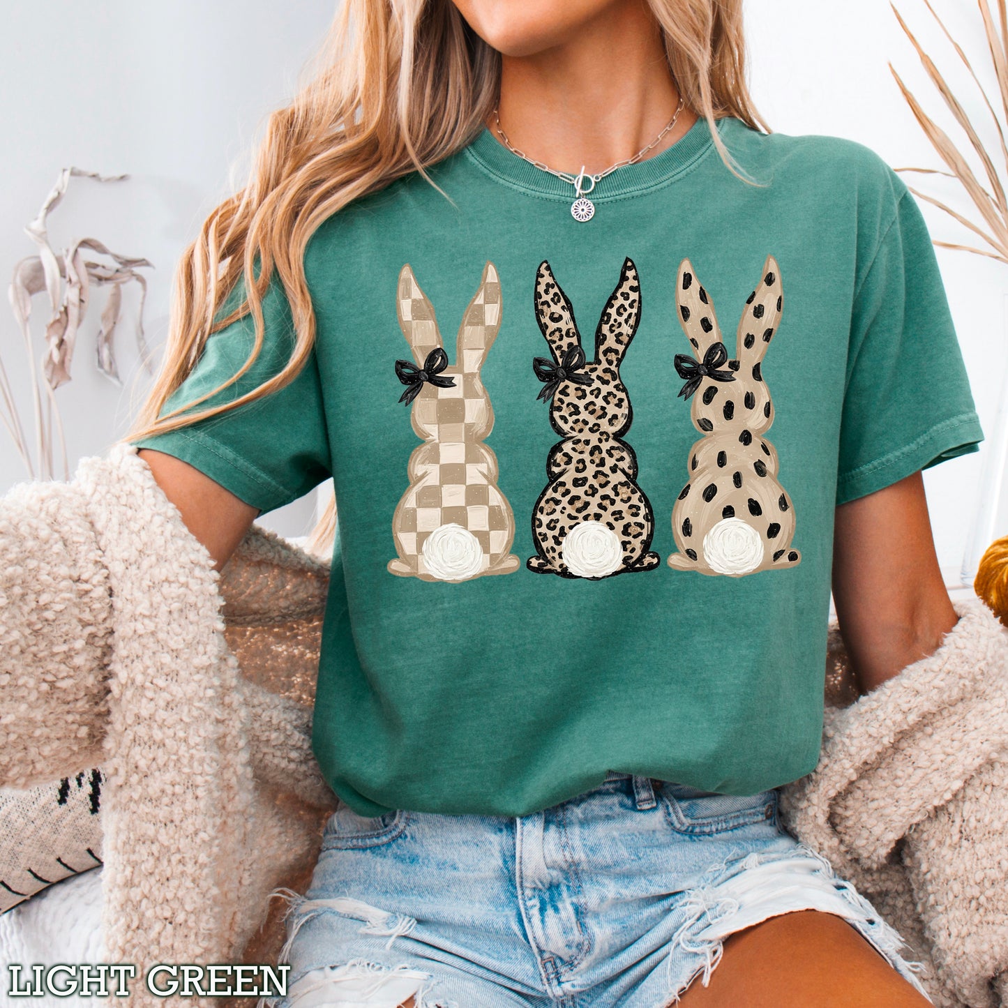 Easter Rabbit Trio Easter Comfort Color Graphic Tee