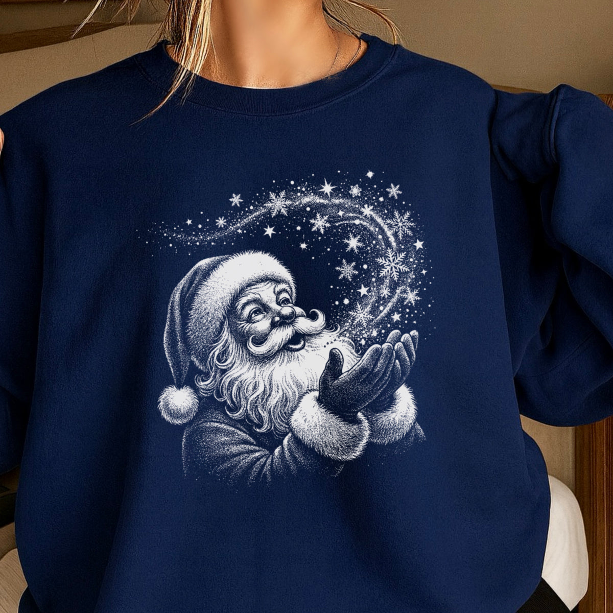 Santa Snowflakes Christmas Crewneck Sweatshirt
