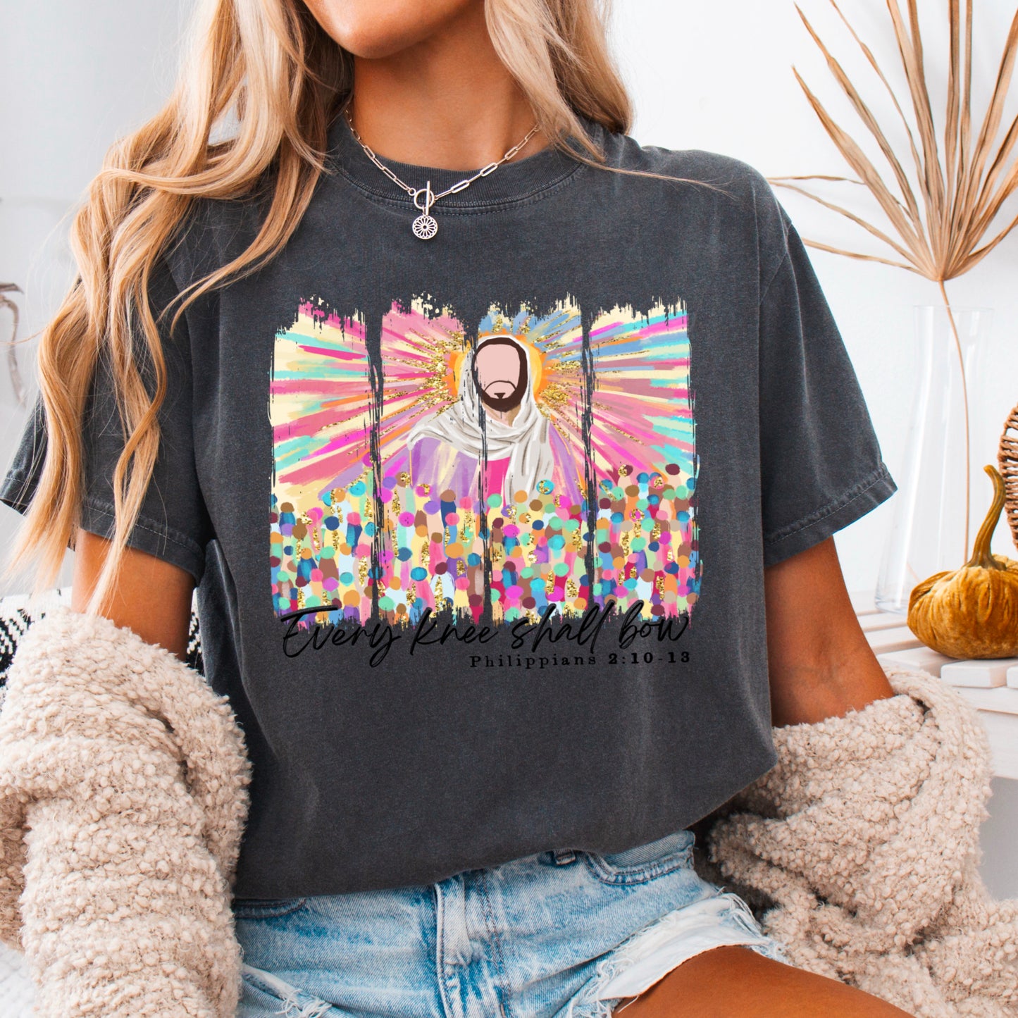 Every Knee Shall Bow Easter Comfort Color Graphic Tee