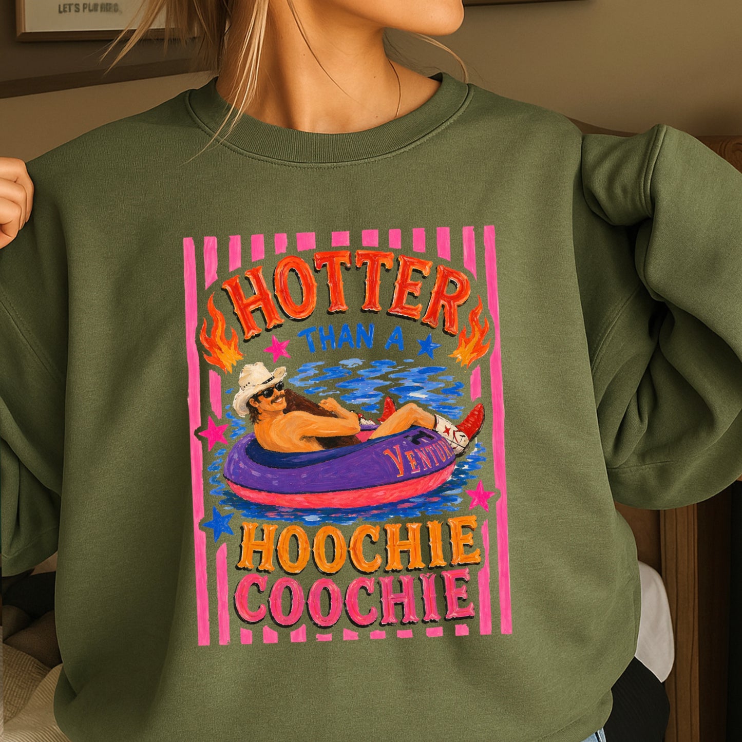 Hotter Than A Hoochie Coochie  Crewneck Sweatshirt