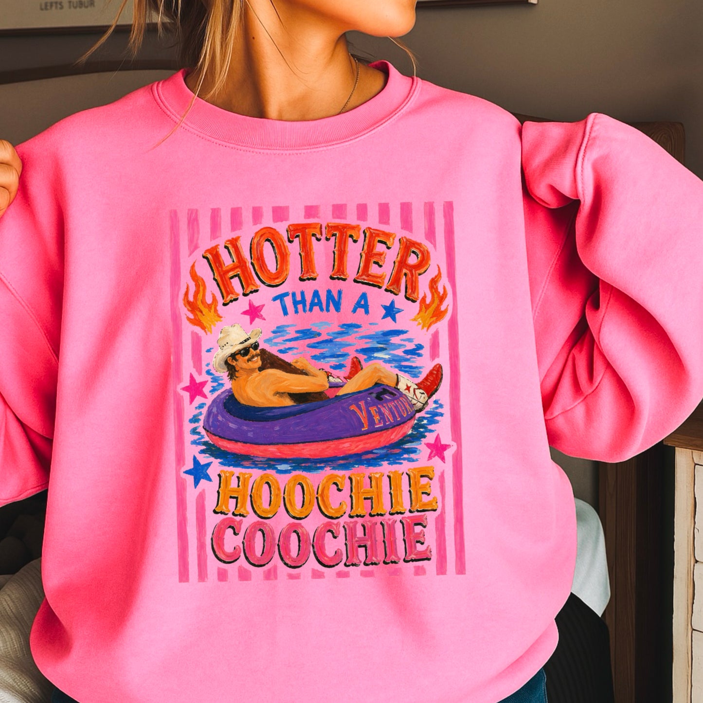 Hotter Than A Hoochie Coochie  Crewneck Sweatshirt