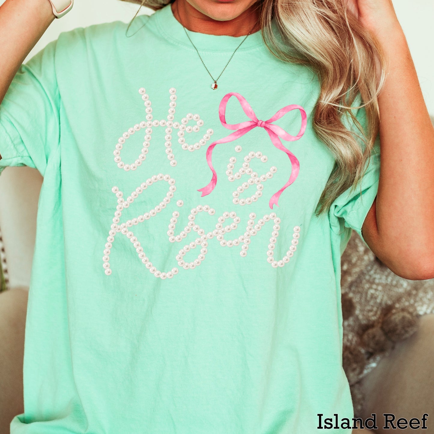 He Is Risen Easter Comfort Color Graphic Tee