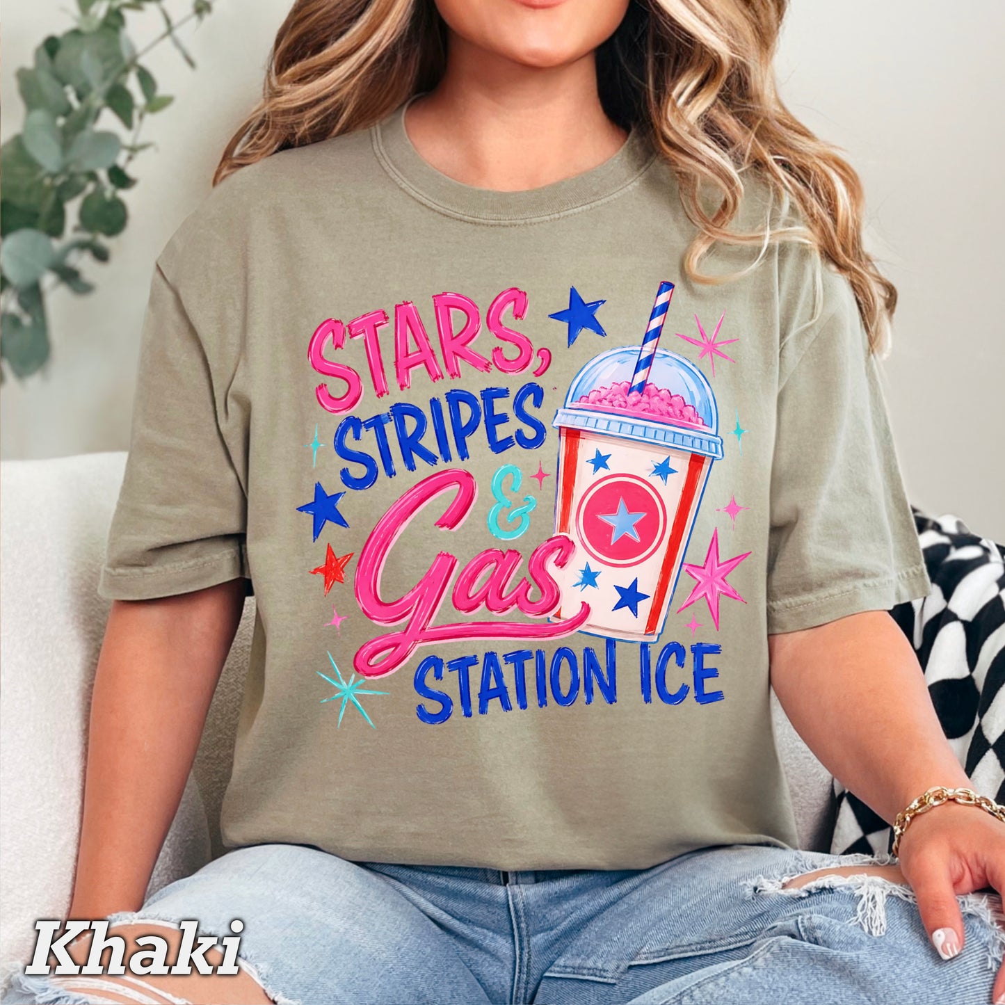 Stars Stripes & Gas Station Ice Comfort Color Graphic Tee