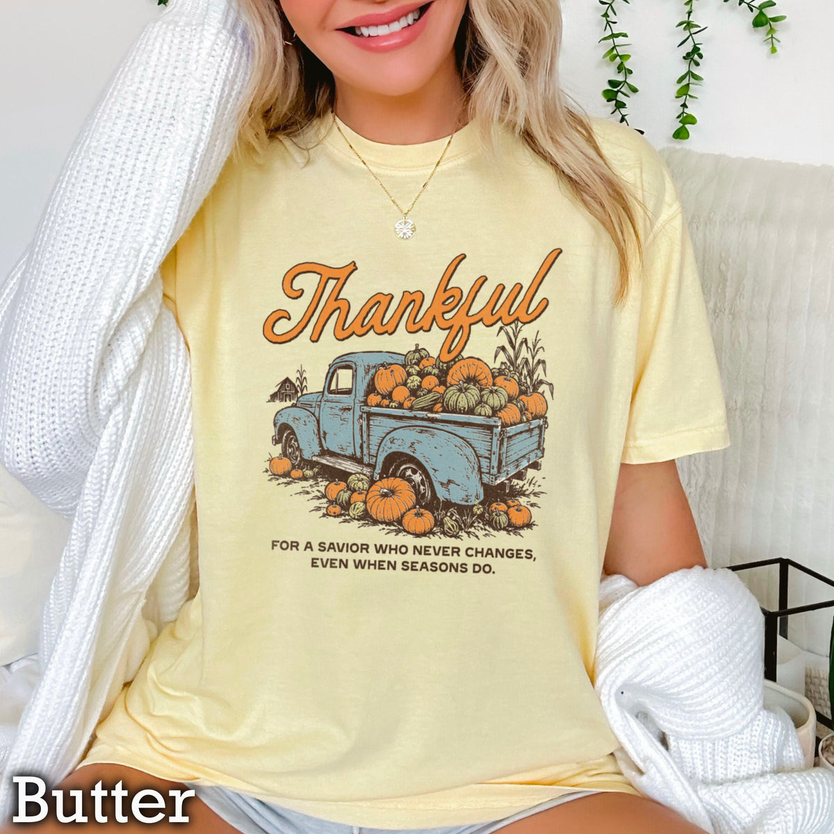 Thankful For A Savior Comfort Color Graphic Tee