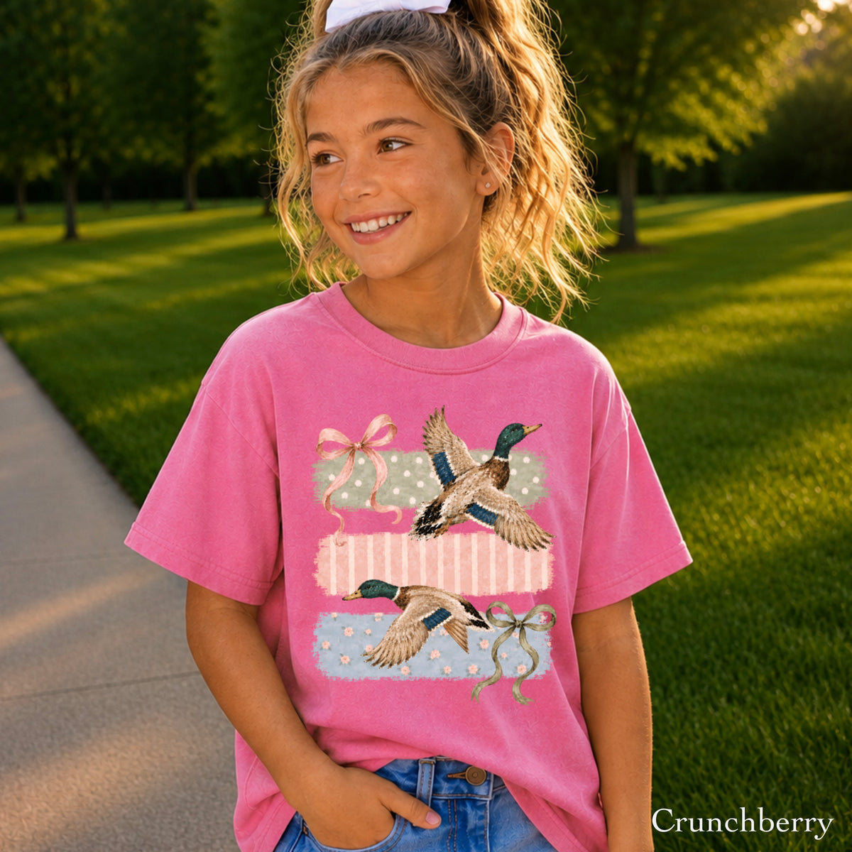 Mallard Ducks & Bows Youth Comfort Color T-Shirt