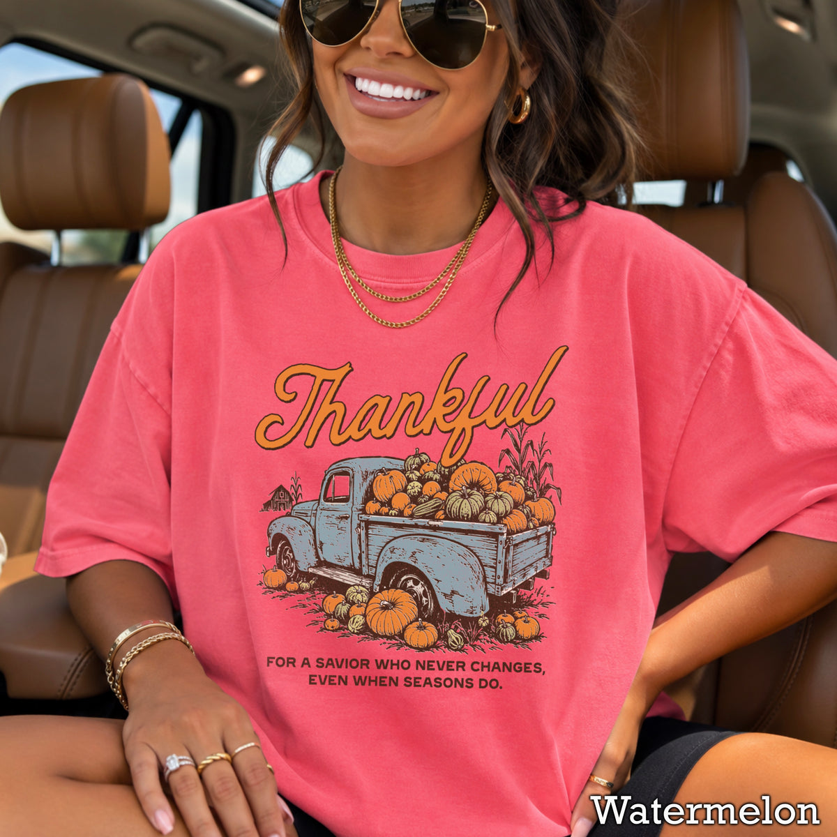 Thankful For A Savior Comfort Color Graphic Tee