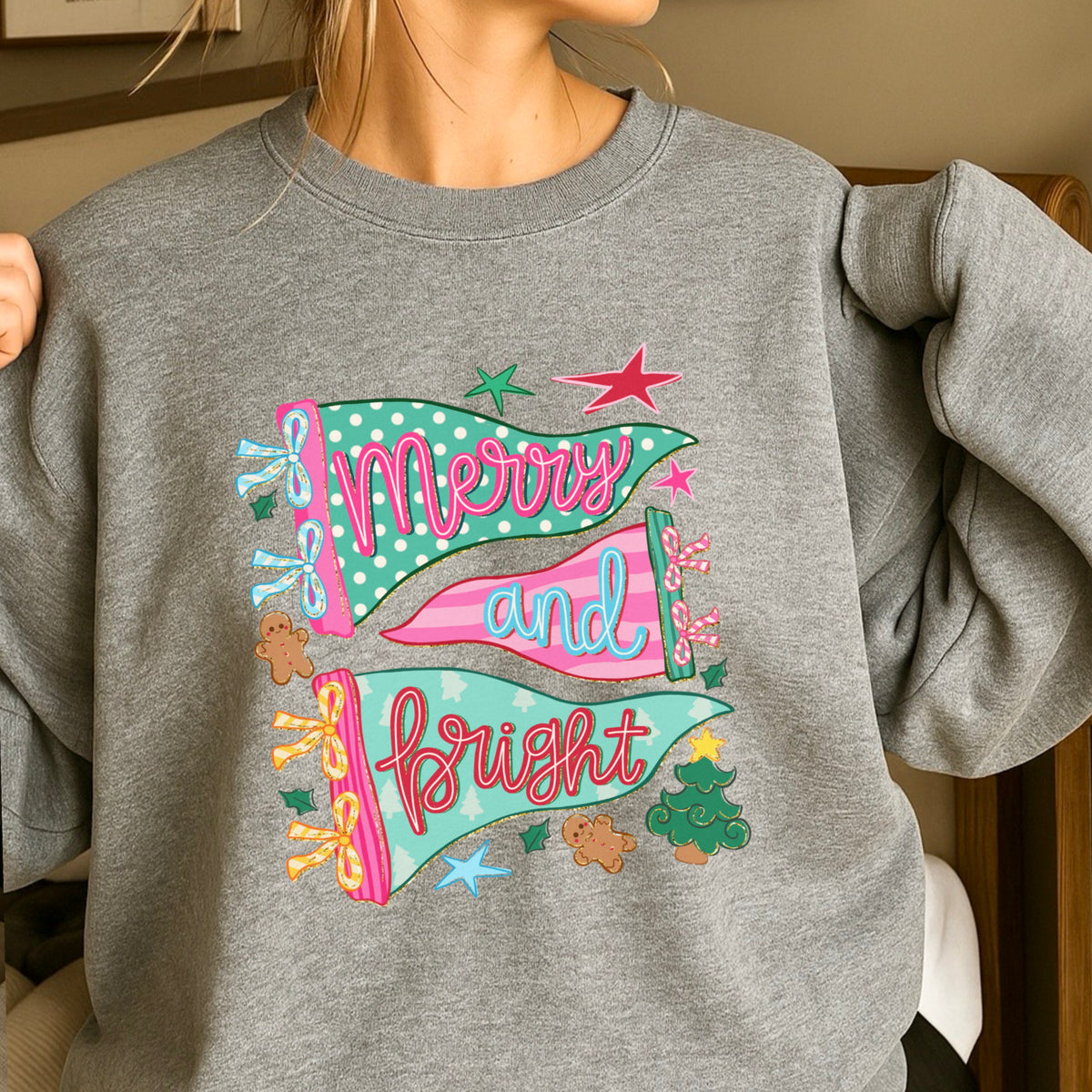 Merry And Bright Christmas Crewneck Sweatshirt