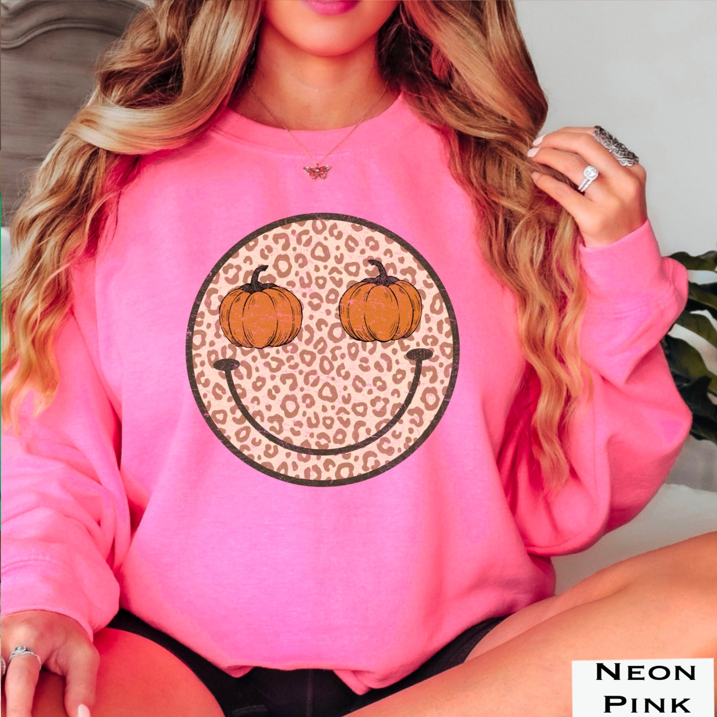 Leopard Face Pumpkin Crewneck Sweatshirt