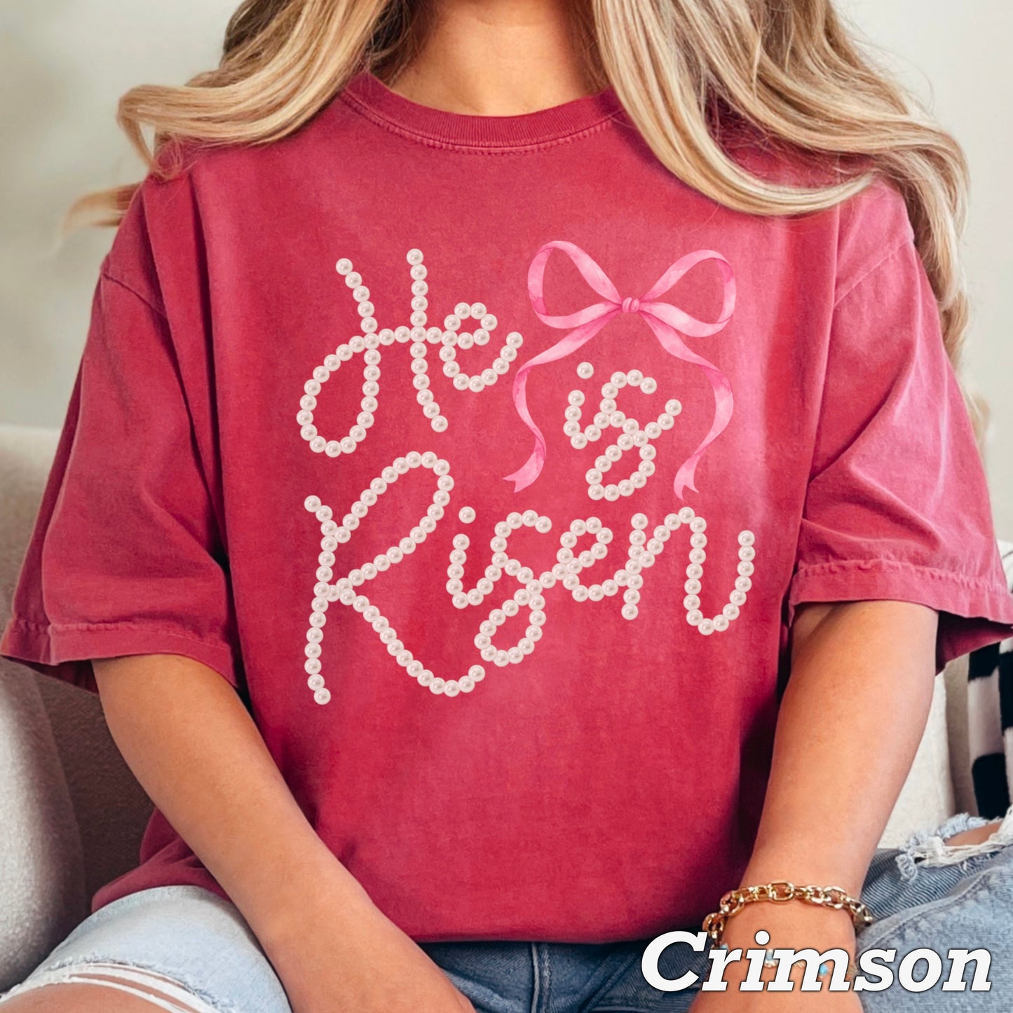 He Is Risen Easter Comfort Color Graphic Tee