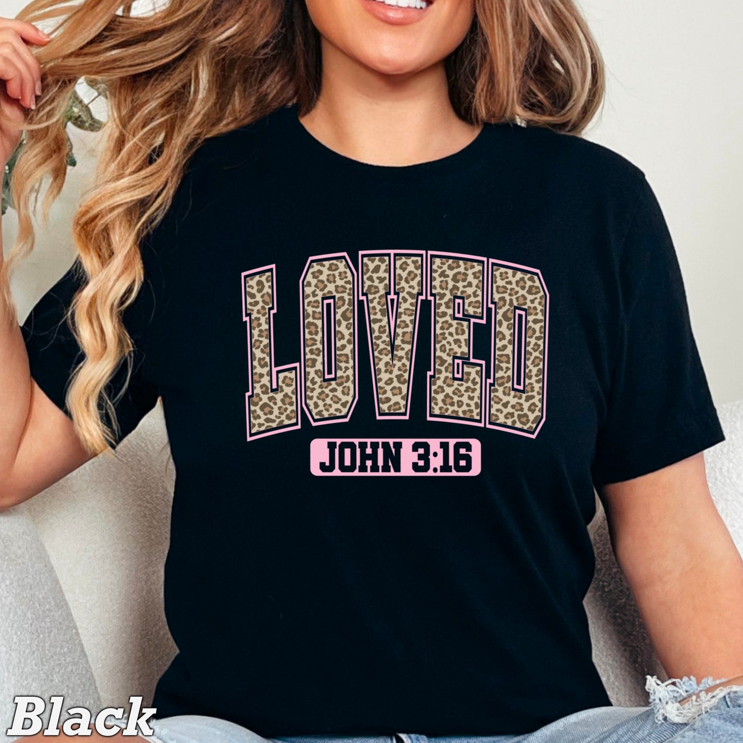 Leopard Loved John 3:16 Valentine’s Day Comfort Color Graphic Tee