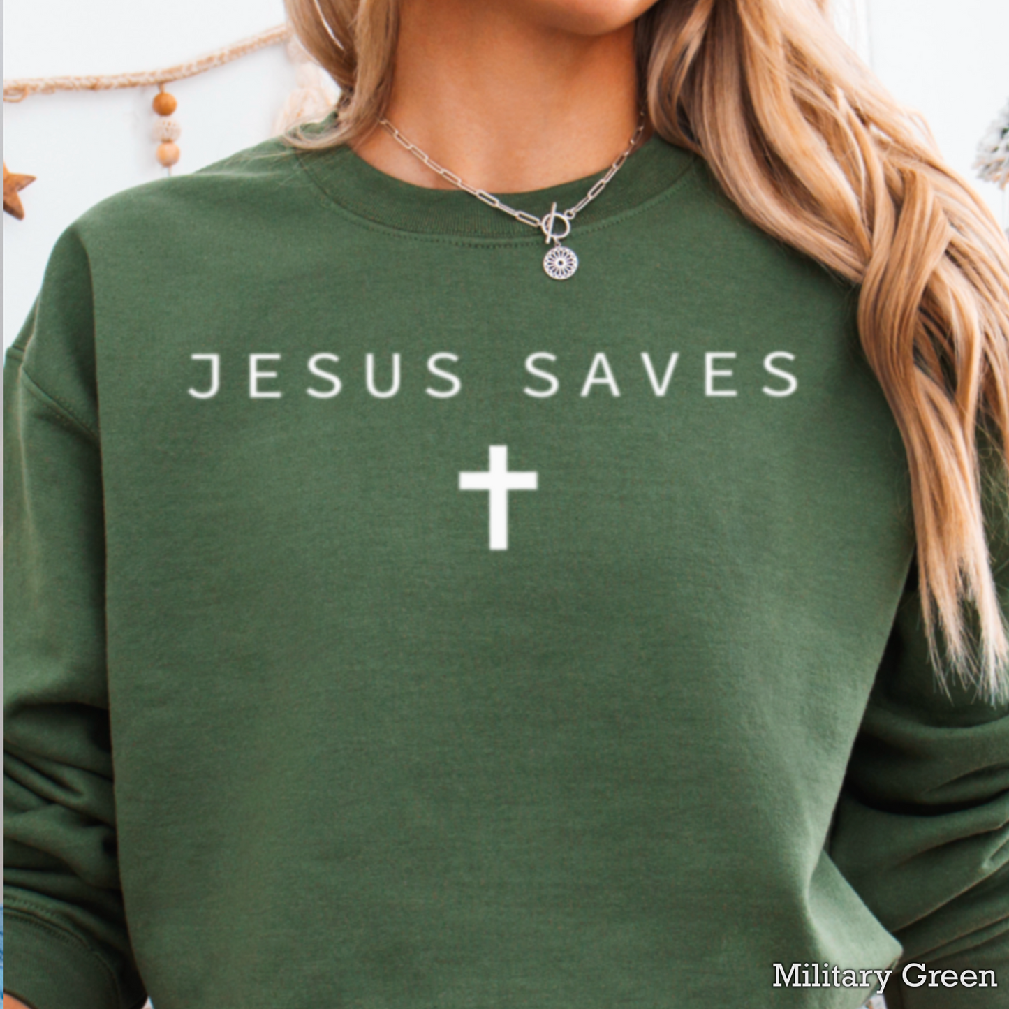 Jesus Saves Graphic Crewneck Sweatshirt