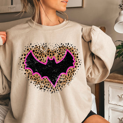 Leopard Bat Halloween Crewneck Sweatshirt
