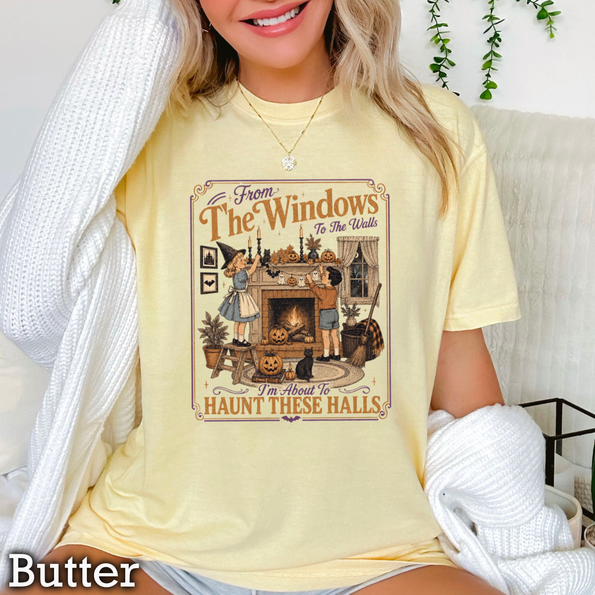 From The Windows To The Walls Halloween Comfort Color Graphic Tee
