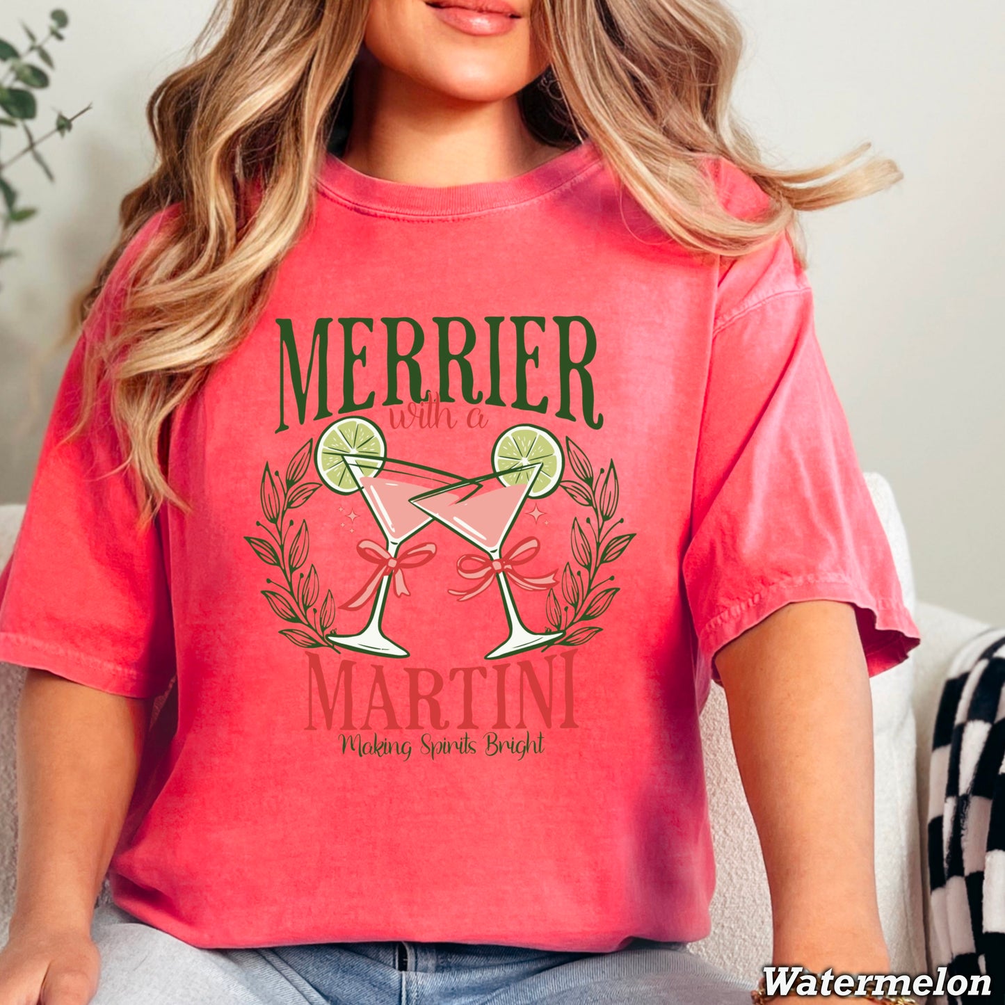 Merrier With A Martini  Comfort Color Graphic Tee