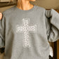Snow Leopard Cross Christian Crewneck Sweatshirt