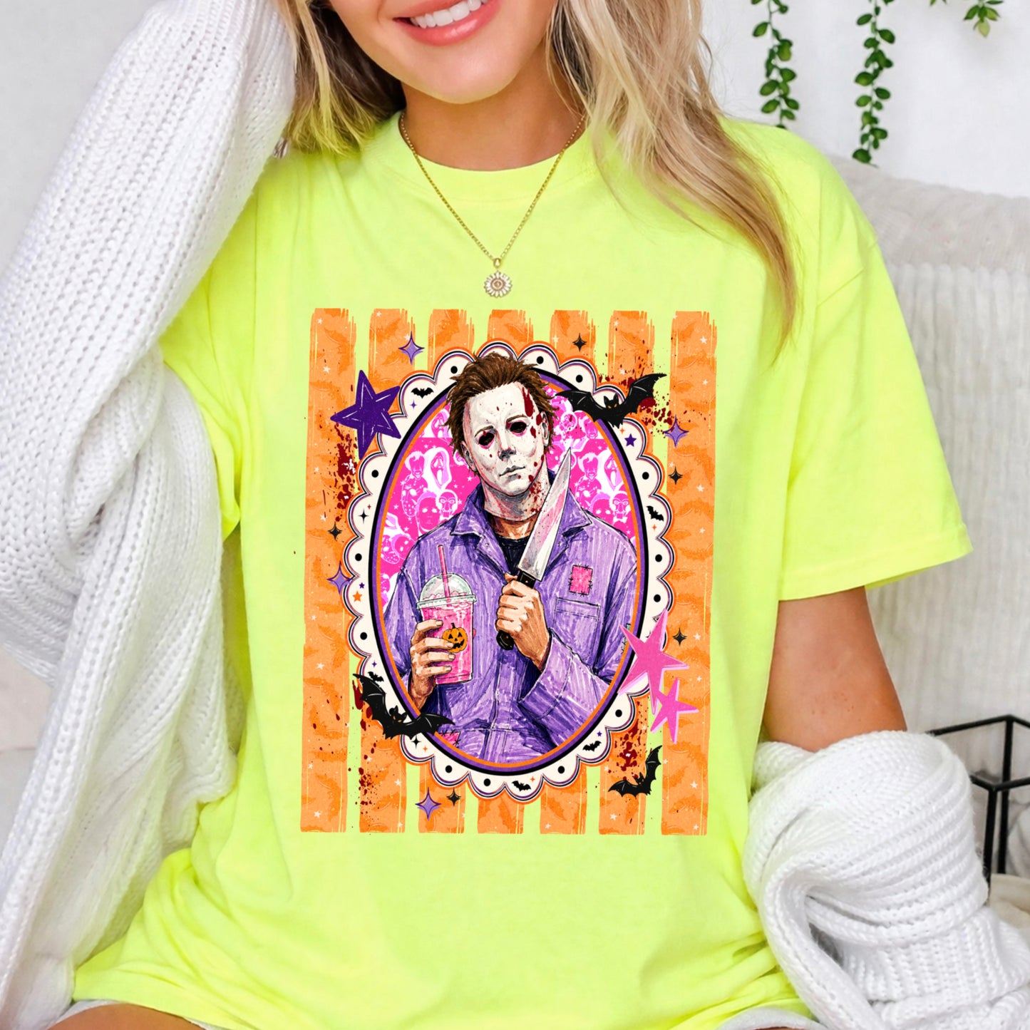 Horror Film Character Halloween Comfort Color Graphic Tee