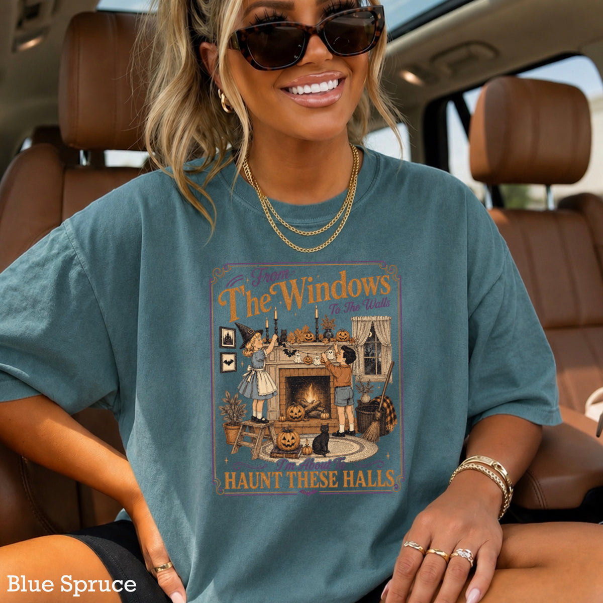 From The Windows To The Walls Halloween Comfort Color Graphic Tee