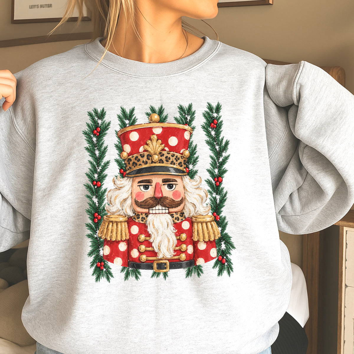 Preppy Nutcracker Christmas Crewneck Sweatshirt