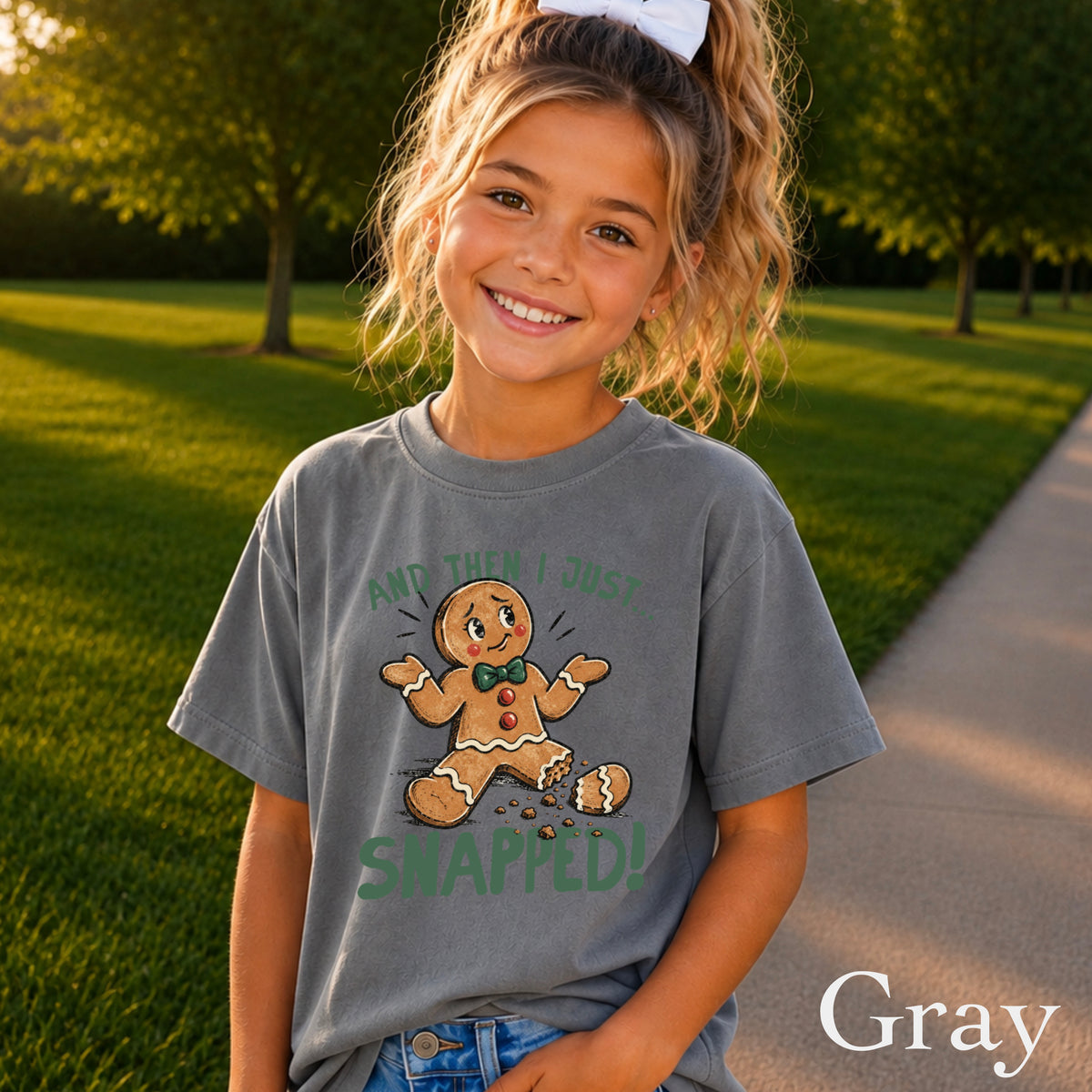 Gingerbread And Then I Just Snapped Christmas Youth Comfort Color T-Shirt