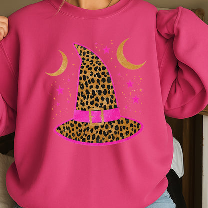 Leopard Witches Hat Halloween Crewneck Sweatshirt