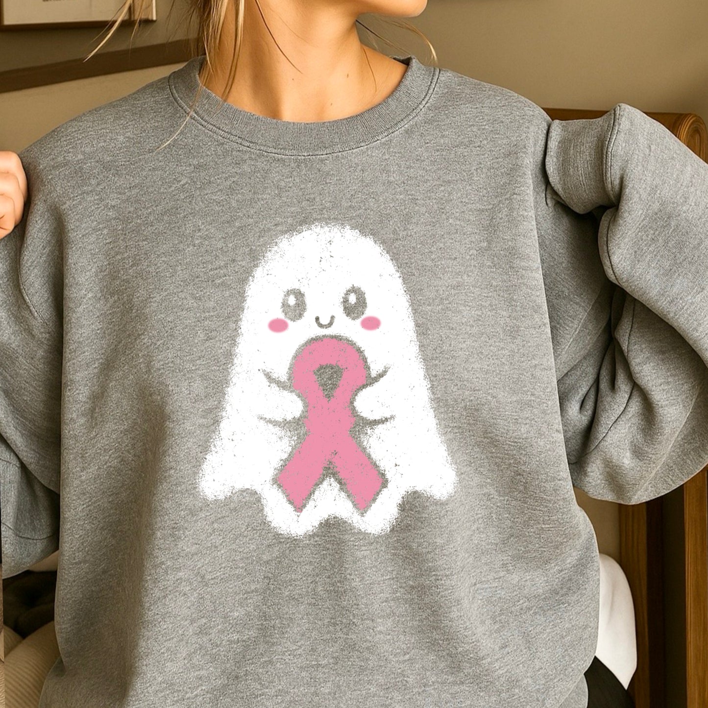 Breast Cancer Ghost Crewneck Sweatshirt