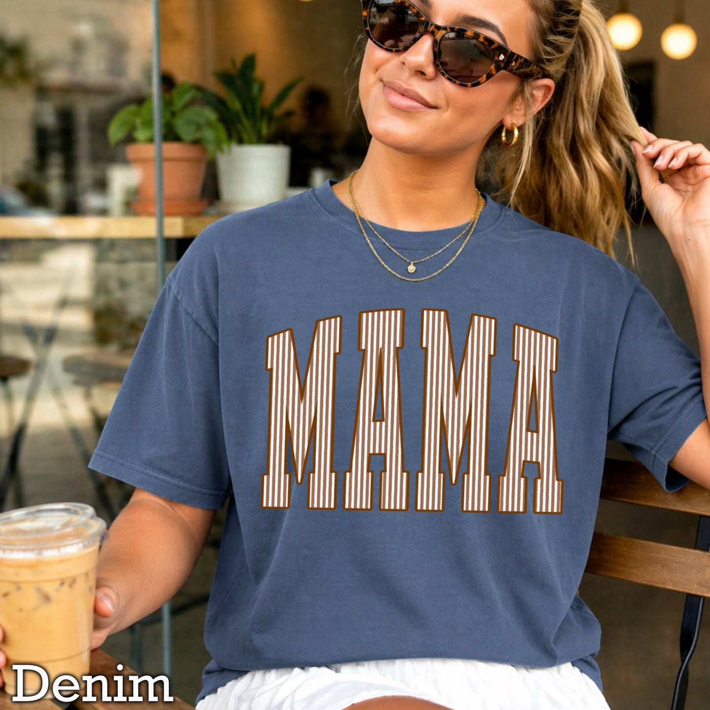 Mama Brown Seersucker Comfort Color Graphic Tee