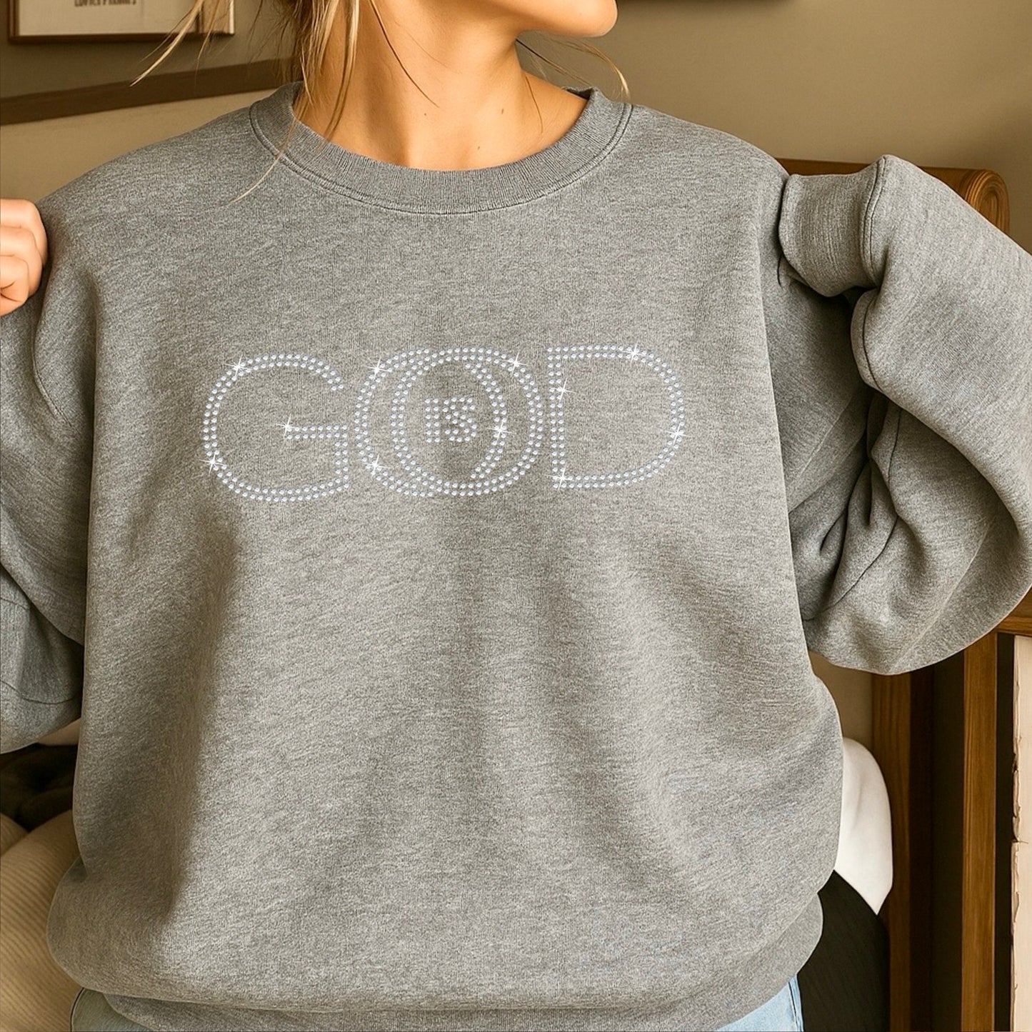 God Is Good Rhinestone Sweatshirt