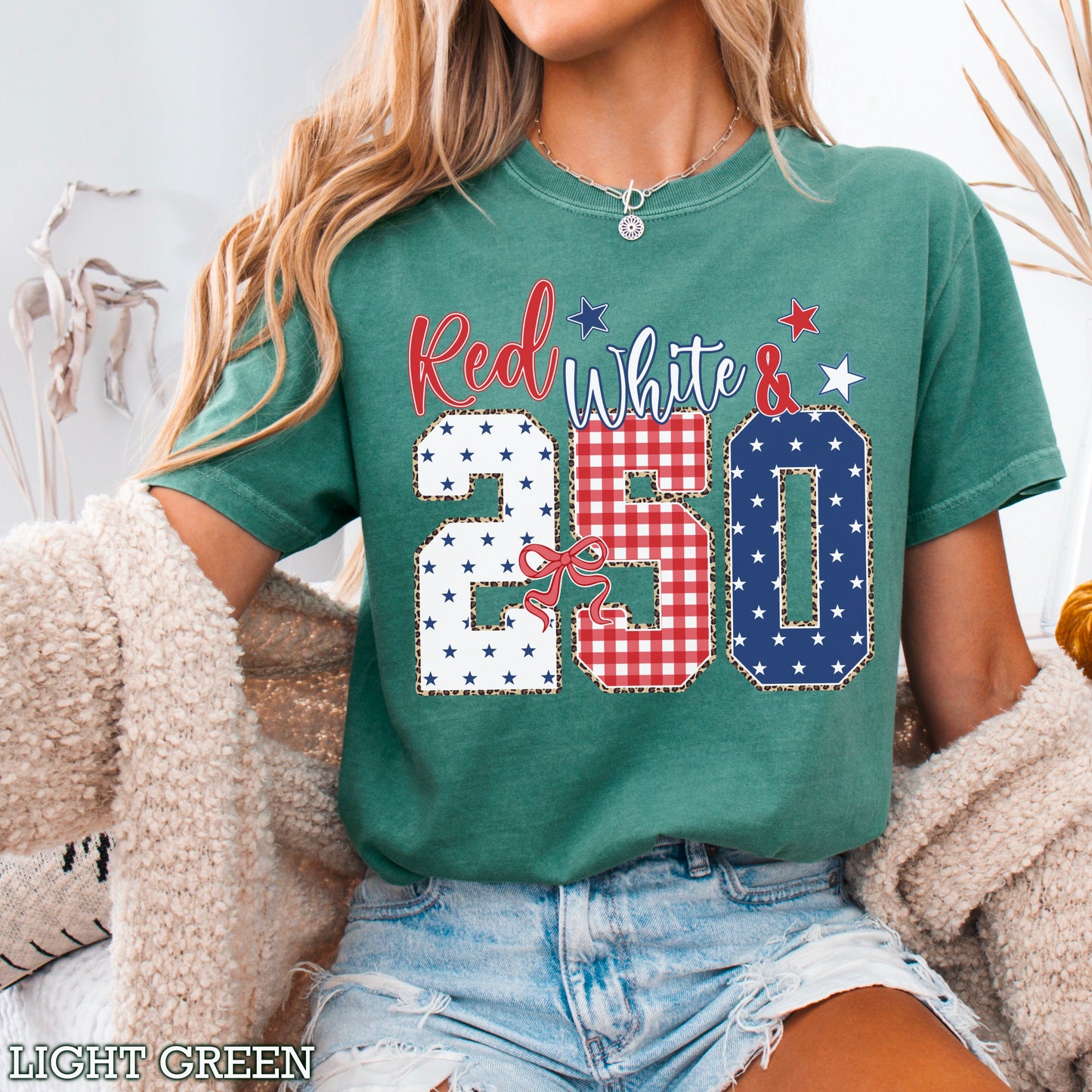 Red White & 250 Patriotic Comfort Color Graphic Tee