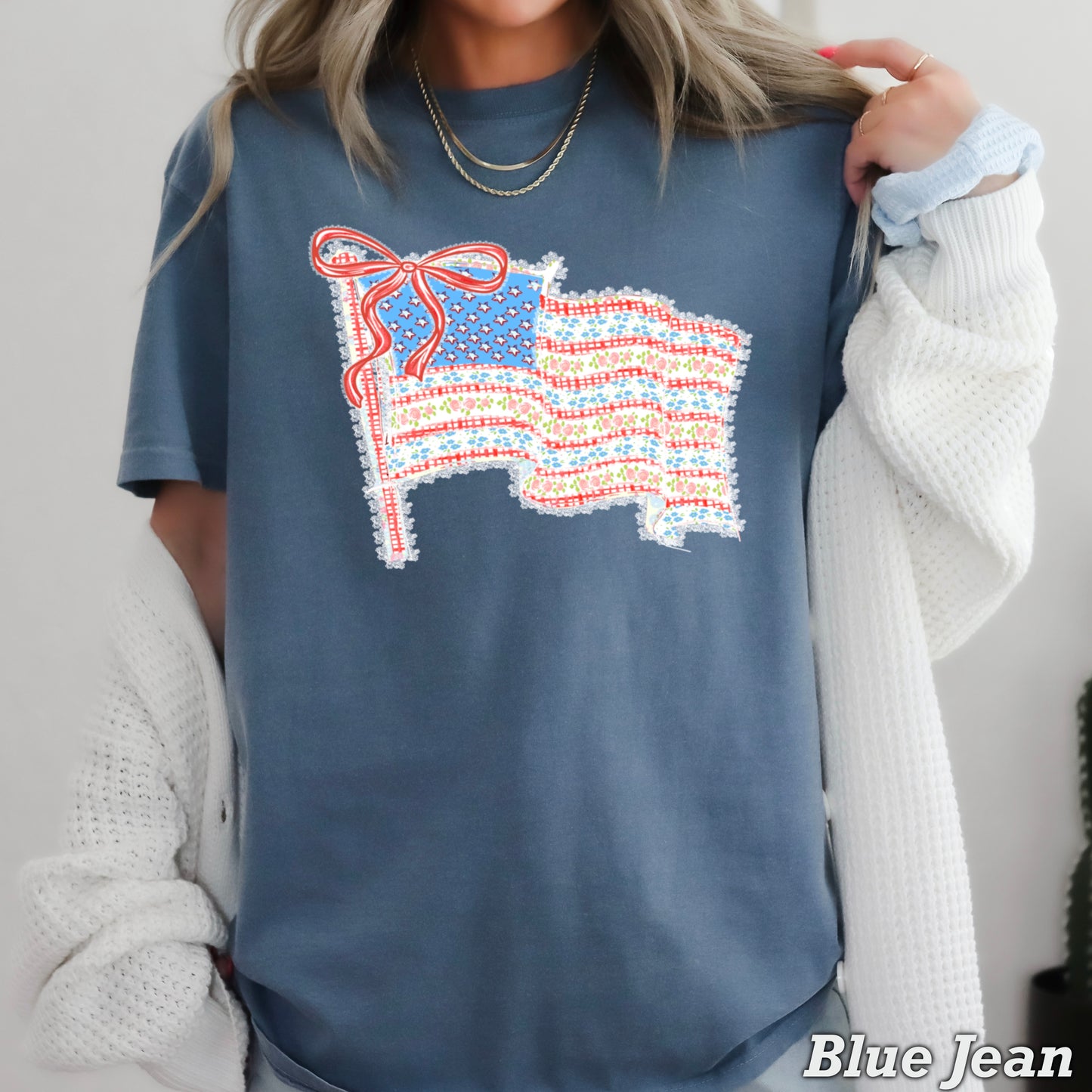 American Lace Flag Comfort Color Graphic Tee