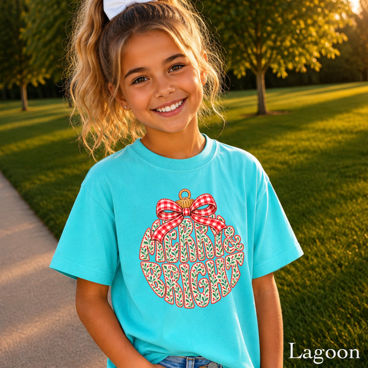 Merry & Bright Christmas Youth Comfort Color T-Shirt