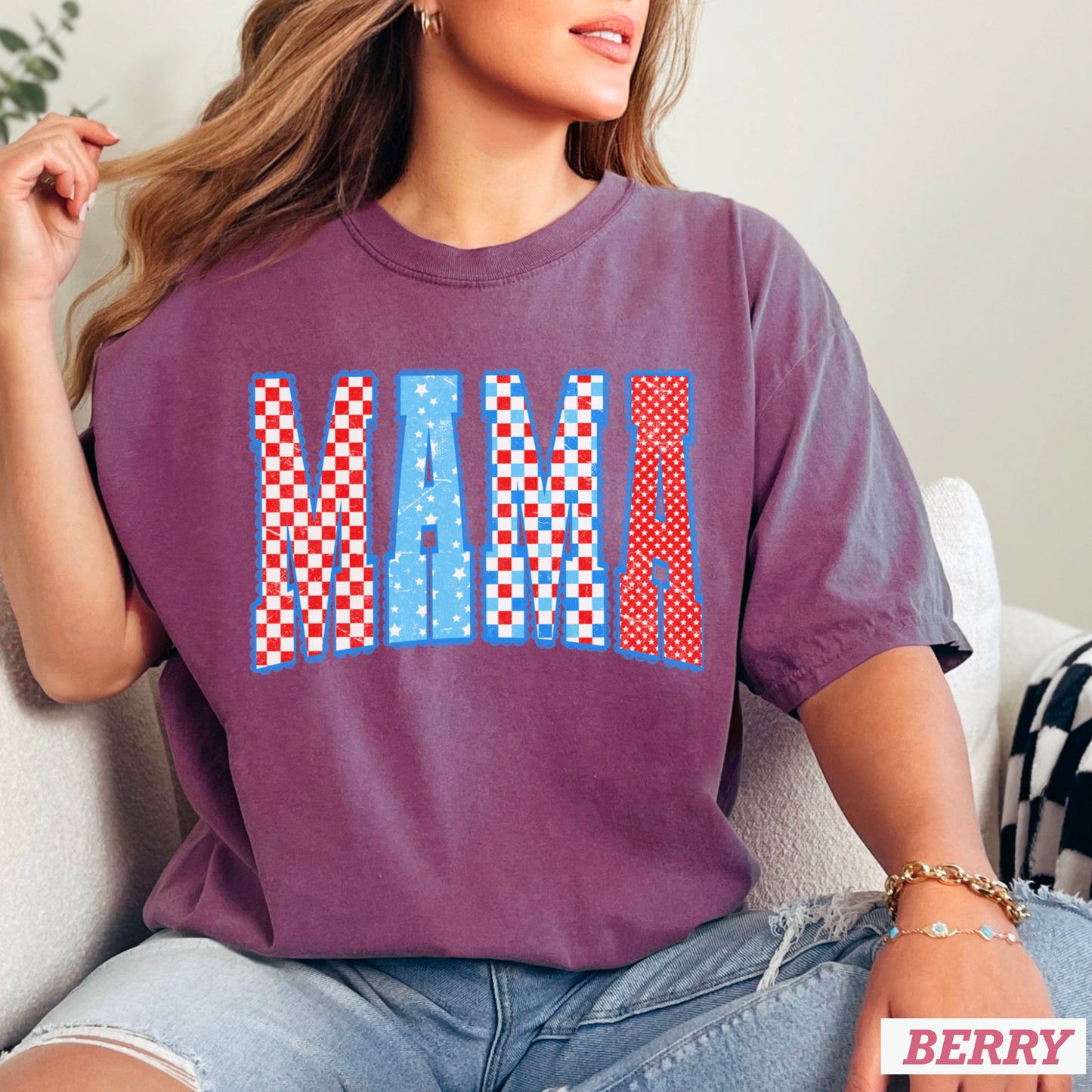 Mama Patriotic Comfort Color Graphic Tee