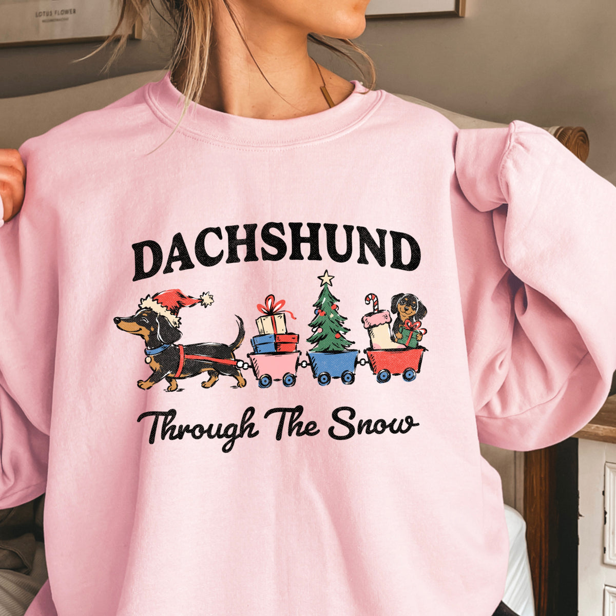 Dachshund Through the Snow Christmas Crewneck Sweatshirt