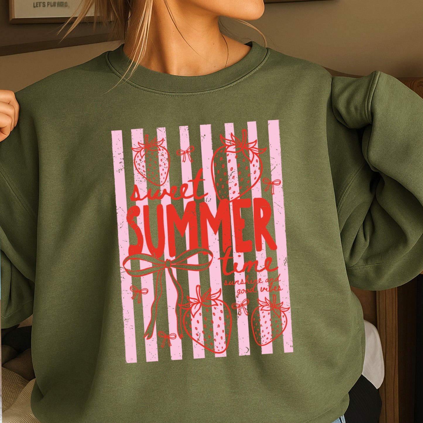 Sweet Summertime Strawberry Crewneck Sweatshirt