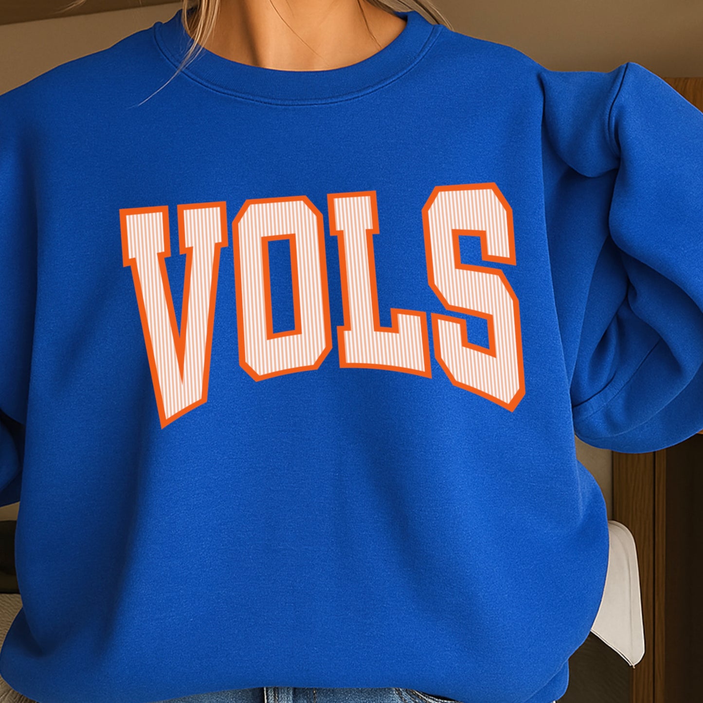 Orange & White College Game Day Crewneck Sweatshirt