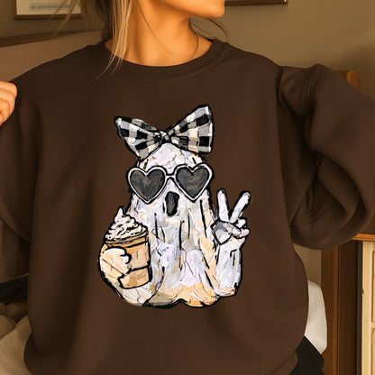 Preppy Ghost Halloween Crewneck Sweatshirt