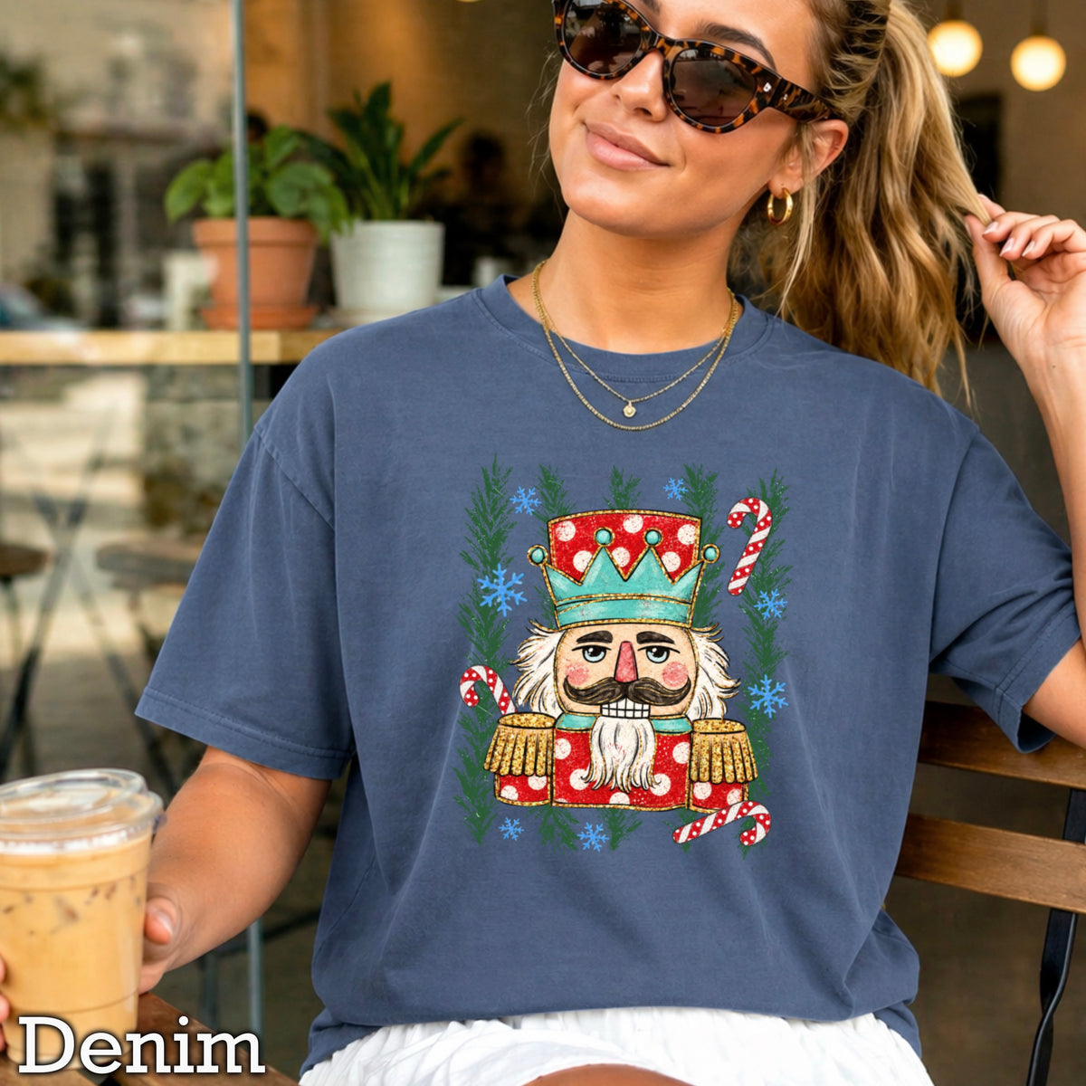Preppy Nutcracker Christmas Comfort Color Graphic Tee